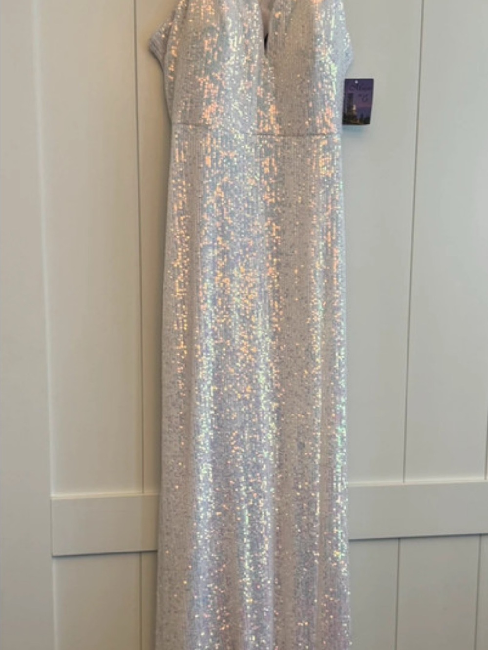 Morgan & Co. Iridescent Sequin Maxi Skirt - Silver